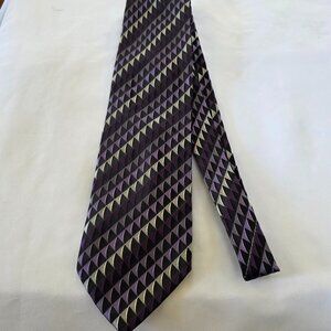 Men's Bachrach Geometric Print Silk Tie Purple, Lavendar and Black Abstract